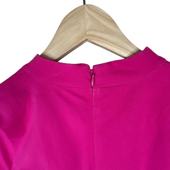 J. Crew Women's V-Neck Sheath Dress Sz 6 Bi-stretch Cotton Pink Fuchsia - Picture 8 of 12